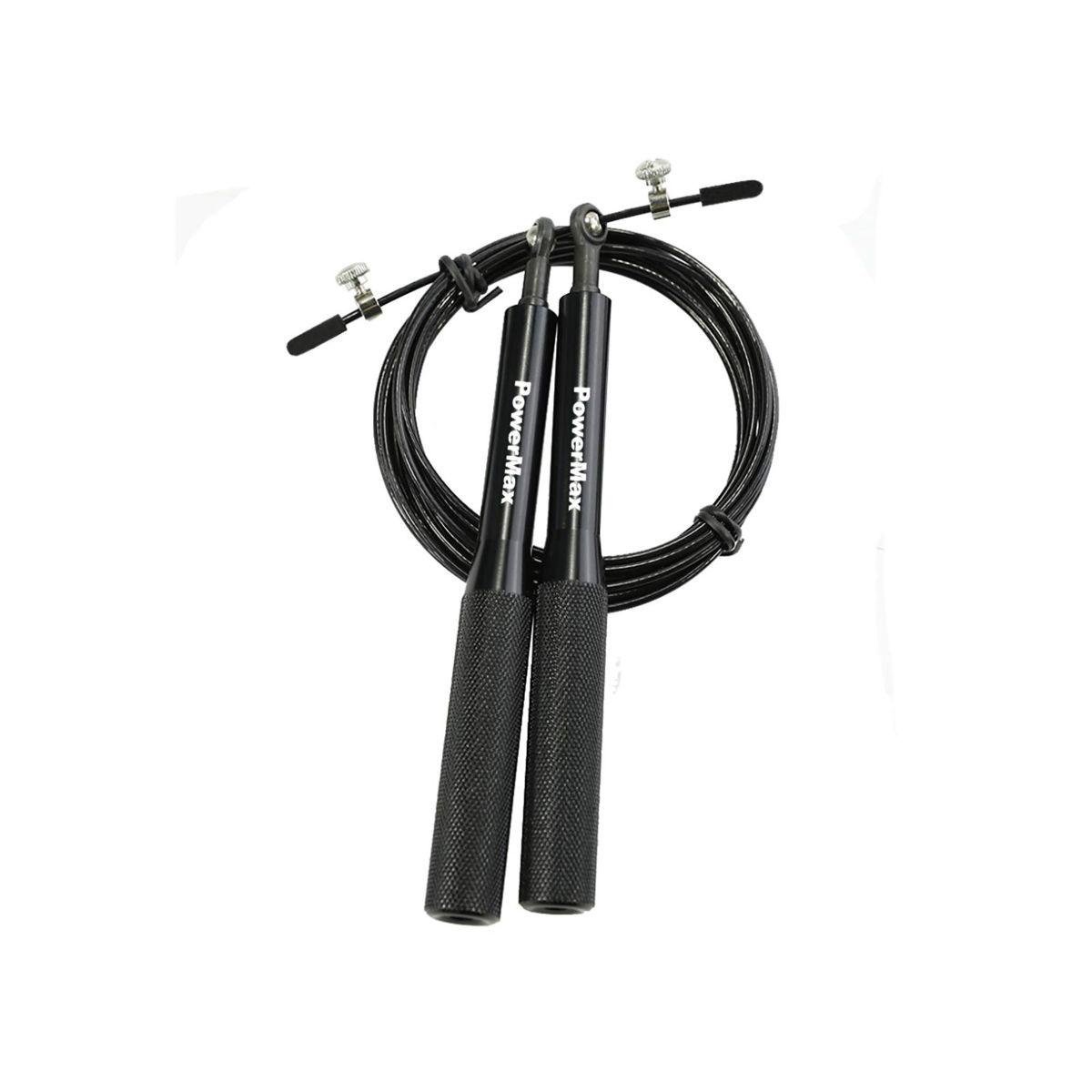 PowerMax Fitness JA-3 (Black) Exercise Speed Jump Rope With Adjustable Cable with Anti-Slip Handle